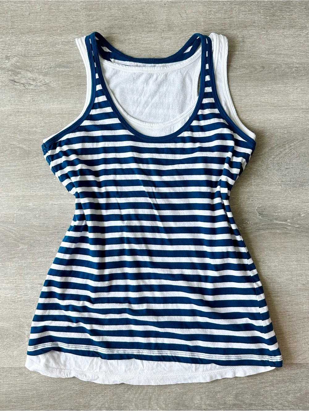Gap Y2K Navy & White Striped Tank Top - Layered Look